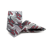 SILVER INFERNO TIE AND POCKET SQUARE SET